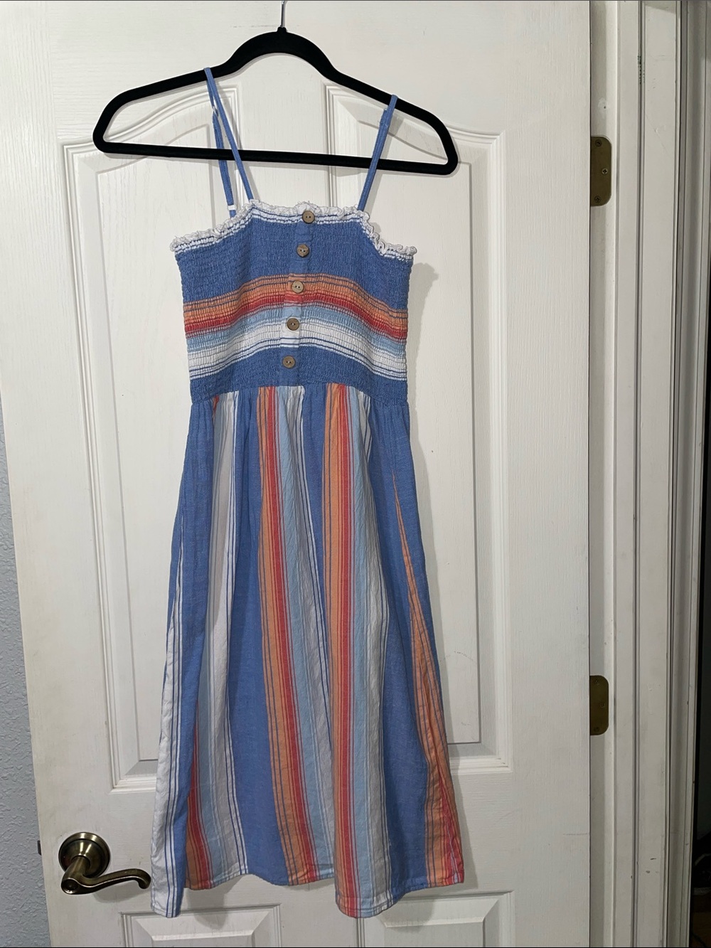 Angie Smocked Bodice Spaghetti Strap Summer Sundress Sz M